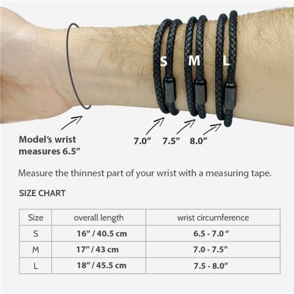 Leather Bracelet For Men | Genuine Wrap Braided Leather Cuff Bangle Bracelet - Picture 7 of 7